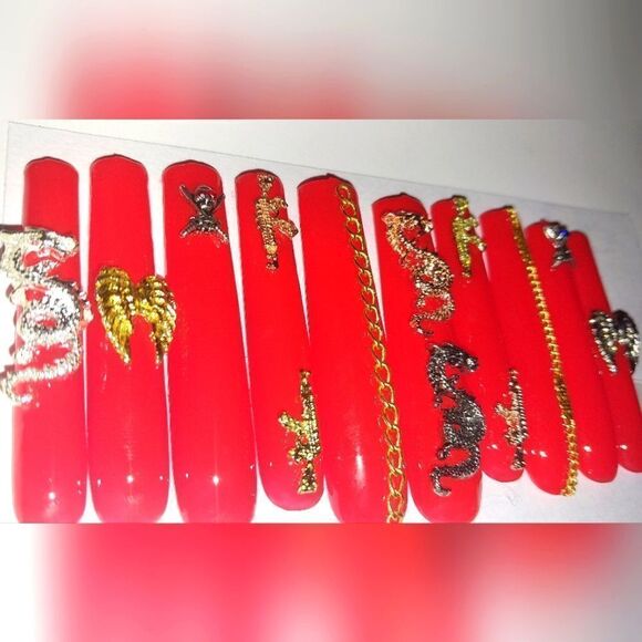 Hand crafted custom 10pc xxl acrylic press on nails - Picture 4 of 5